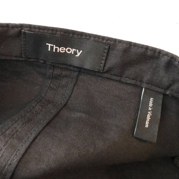 Theory Womens Clean Blazer Organic Crunch Wash Open Front Linen Blend Black 2 - Picture 3 of 4
